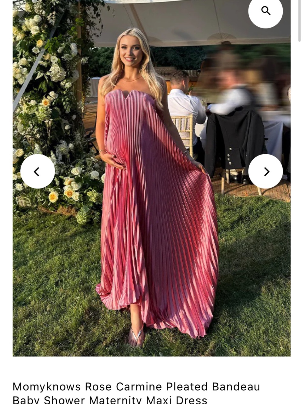 Mommyknows Rose Carmine Strapless Pleated Maternity Maxi Dress